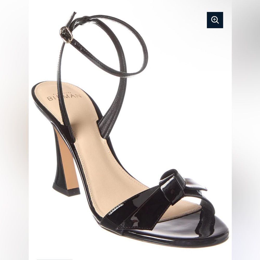 Alexandre Birman Clarita Bell Patent Sandals Black Heels Bow Shoes Revolve 38 8